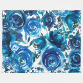 Couverture Polaire Blue Indigo Floral Flowers Élégant Shabby Chic (Devant (Horizontal))