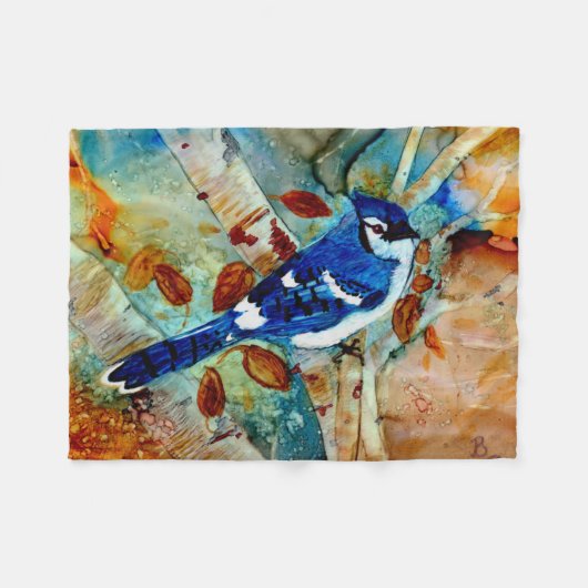 Couverture Polaire Blue Jays dans les arbres (Devant (Horizontal))