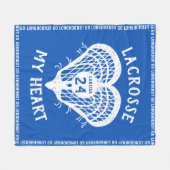 Couverture Polaire Blue Lacrosse Mon Coeur Fleece Blanket (Devant (Horizontal))