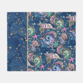 Couverture Polaire Blue Luxe sous-marin | Coquillages d'or Pastel (Devant (Horizontal))
