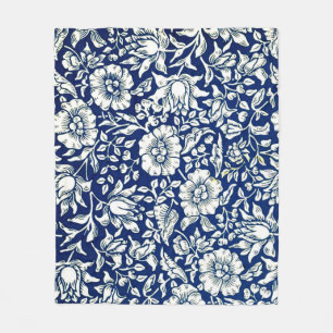 Couverture Polaire Blue Mallow, William Morris motif,