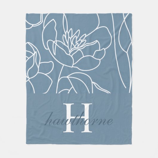 Couverture Polaire Blue Modern Elegant Wildflower Name (Devant)
