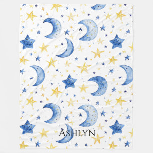Couverture Polaire Blue Moons Gold Stars