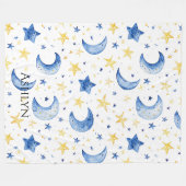 Couverture Polaire Blue Moons Gold Stars (Devant (Horizontal))