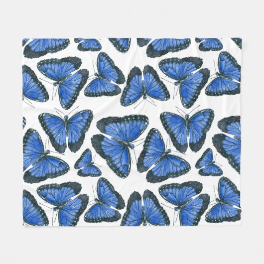 Couverture Polaire Blue morpho papillon motif design flece blanke (Devant (Horizontal))