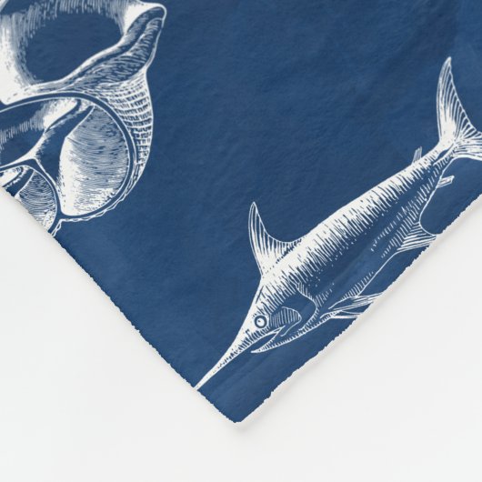 Couverture Polaire Blue Ocean Marine Animaux Motif Beach House (Coin)