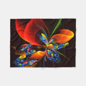 Couverture Polaire Blue Orange Floral Moderne Art Abstrait Motif #03 (Devant (Horizontal))
