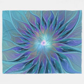 Couverture Polaire Blue Purple Flower Dream Abstrait Fractal Art (Devant (Horizontal))