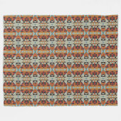 Couverture Polaire Blue Red Orange Taupe Brown Black Tribal Art (Devant (Horizontal))