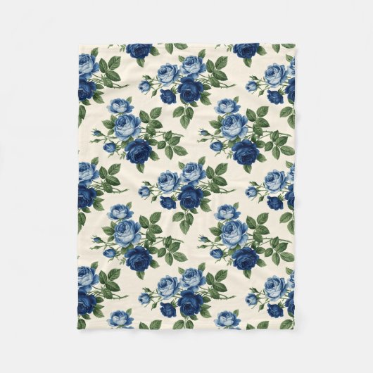 Couverture Polaire Blue Rose Floral Pattern (Devant)