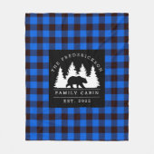 Couverture Polaire Blue Rustic Plaid Bear Woods Cabine de famille (Devant)