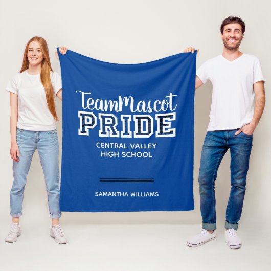 Couverture Polaire Blue School Pride Mascotte Nom de la flotte Blanch (En situation)