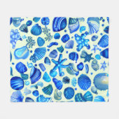 Couverture Polaire Blue Sea Shells Ocean Motif (Devant (Horizontal))