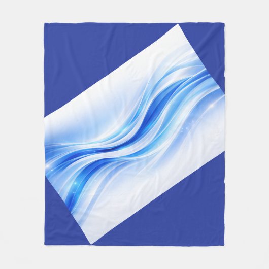 Couverture Polaire Blue & Silver Abstract Wave Blanket – Modern Flowi (Devant)
