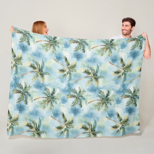 Couverture Polaire Blue Skies Tropical Island Palm Trees   (En situation)