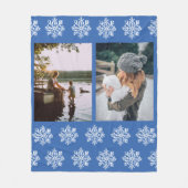 Couverture Polaire Blue Snowflake 2 Photos personnalisées Mère (Devant)