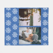 Couverture Polaire Blue Snowflake 2 Photos personnalisées Mère (Devant (Horizontal))