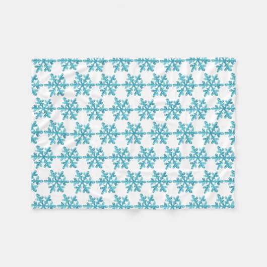 Couverture Polaire Blue Snowflake Motif hiver (Devant (Horizontal))