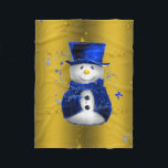 Couverture Polaire Blue Snowman sur Gold Christmas<br><div class="desc">Un motif de Noël mignon et coloré avec des bonhomme de neige vêtus d'un chapeau et de gilets en velours bleu,  sur un arrière - plan doré festif aux étoiles dorées pour ajouter une touche chic et fantaisiste à vos décorations de maison de Noël cette année.</div>