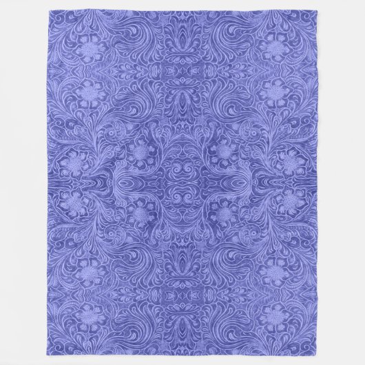 Couverture Polaire Blue Suede Faux cuir look Floral Design (Devant)