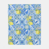 Couverture Polaire Blue Tile French Country Lemon Pattern Home Decor (Devant)