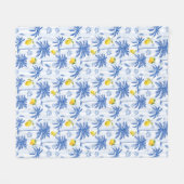 Couverture Polaire Blue Toile Palm Trees Lemons Pattern (Devant (Horizontal))