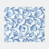 Couverture Polaire Blue Tulip motif floral vintage (Devant (Horizontal))