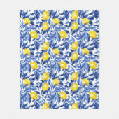 Couverture Polaire Blue Watercolor Lemon Pattern  (Devant)