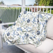 Couverture Polaire Blue Watercolor Wildflower