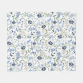 Couverture Polaire Blue Watercolor Wildflower (Devant (Horizontal))