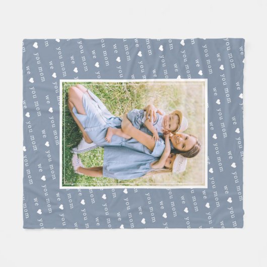 Couverture Polaire Blue We Love You Mom Photo Keepsaké (Devant (Horizontal))