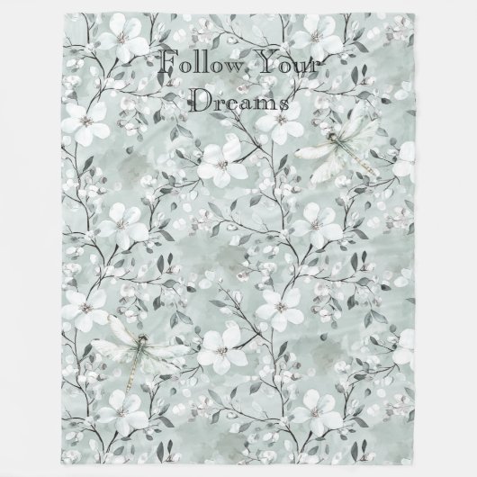 Couverture Polaire Blue White Floral Dragonflies (Devant)