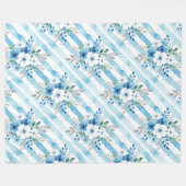 Couverture Polaire Blue White Floral Stripe Patterned Coastal Fleece (Devant (Horizontal))