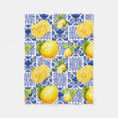 Couverture Polaire Blue White Lemon Tile Pattern Mediterranean Citrus (Devant)