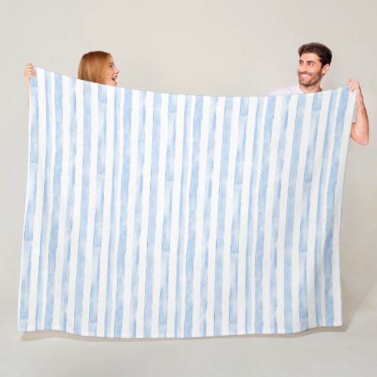 Couverture Polaire Blue White Stripes (En situation)