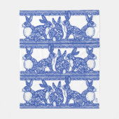 Couverture Polaire Blue Willow Rabbit Floral Chinoiserie Bunny Design (Devant)
