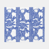 Couverture Polaire Blue Willow Rabbit Floral Chinoiserie Bunny Design (Devant (Horizontal))