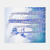 Couverture Polaire Blue Winter Forêt de neige Fox animal (Devant (Horizontal))