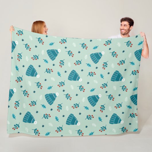 Couverture Polaire Blue Winter Wonderland Blanche (En situation)