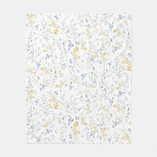 Couverture Polaire Blue Yellow Wildflower Pattern (Devant)