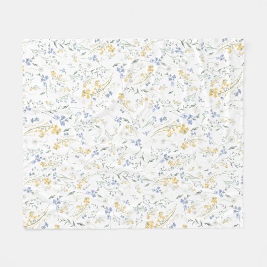 Couverture Polaire Blue Yellow Wildflower Pattern (Devant (Horizontal))