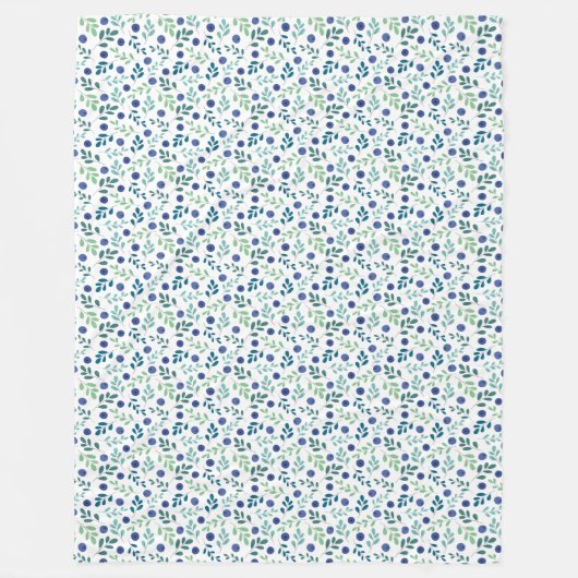 Couverture Polaire Blueberries à Motif Feuille vert (Devant)