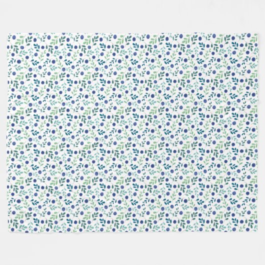 Couverture Polaire Blueberries à Motif Feuille vert (Devant (Horizontal))