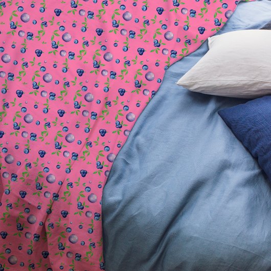 Couverture Polaire Blueberry aquarelle motif mignonne fille rose