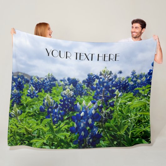 Couverture Polaire Bluebonnets Blue Flowers Texas texan Floral (En situation)