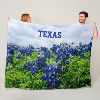 Couverture Polaire Bluebonnets Fleurs Bleues Texas texan Fleece Flora