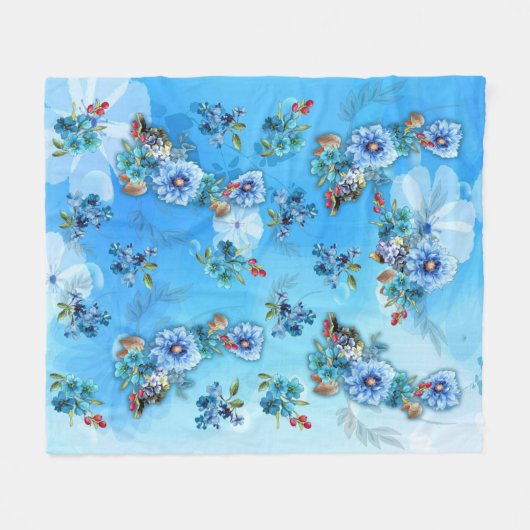 Couverture Polaire Blues de Cornflower en aquarelle (Devant (Horizontal))