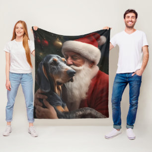 Couverture Polaire Bluetick Coonhound avec le Père Noël Noël