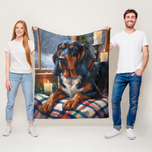 Couverture Polaire Bluetick Coonhound avec lumières de Noël vacances