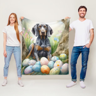 Couverture Polaire Bluetick Coonhound Chien avec Oeufs de Pâques Fête